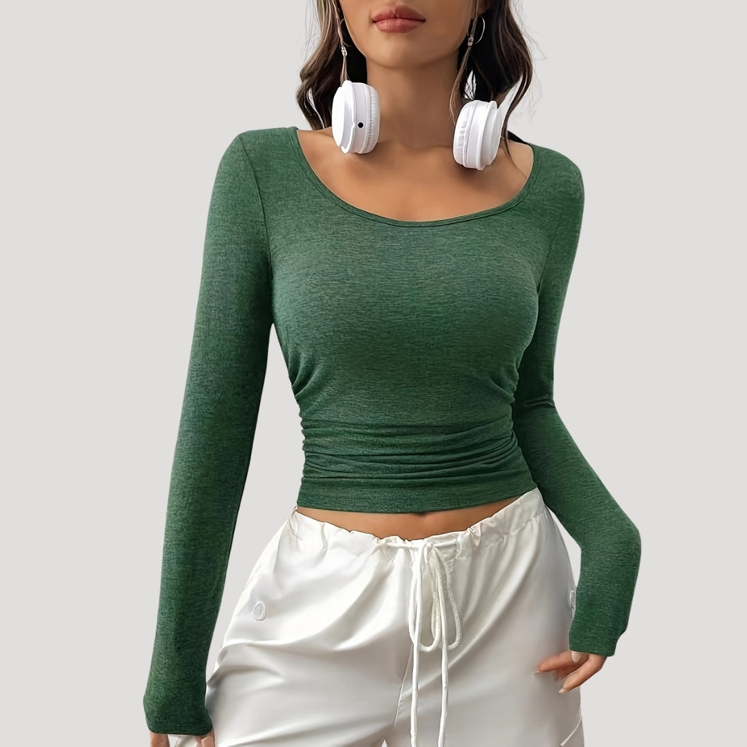 Långärmad topp dam – figurnära ribbad tröja