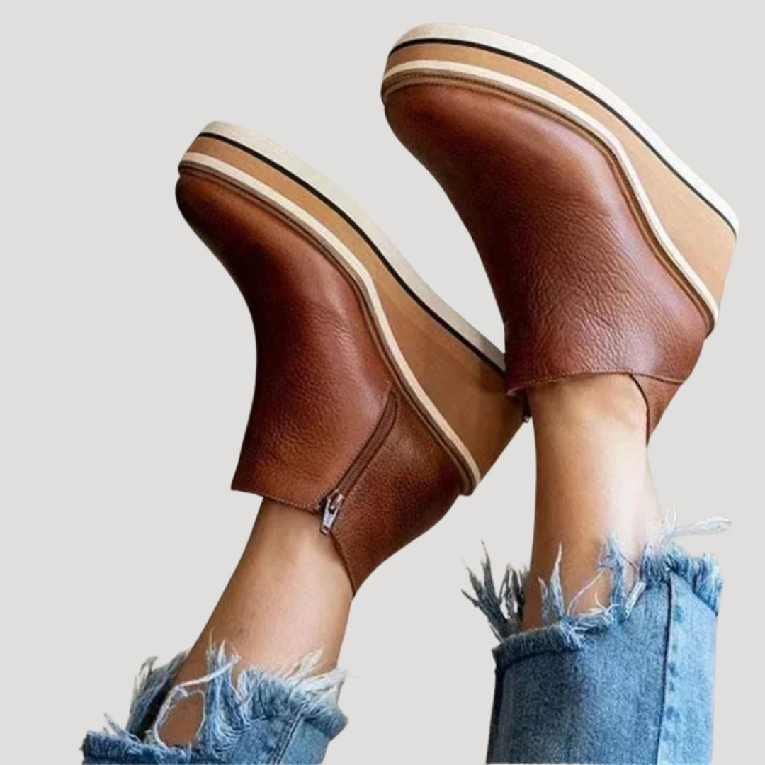 Stövletter dam med platå – boots med kilklack