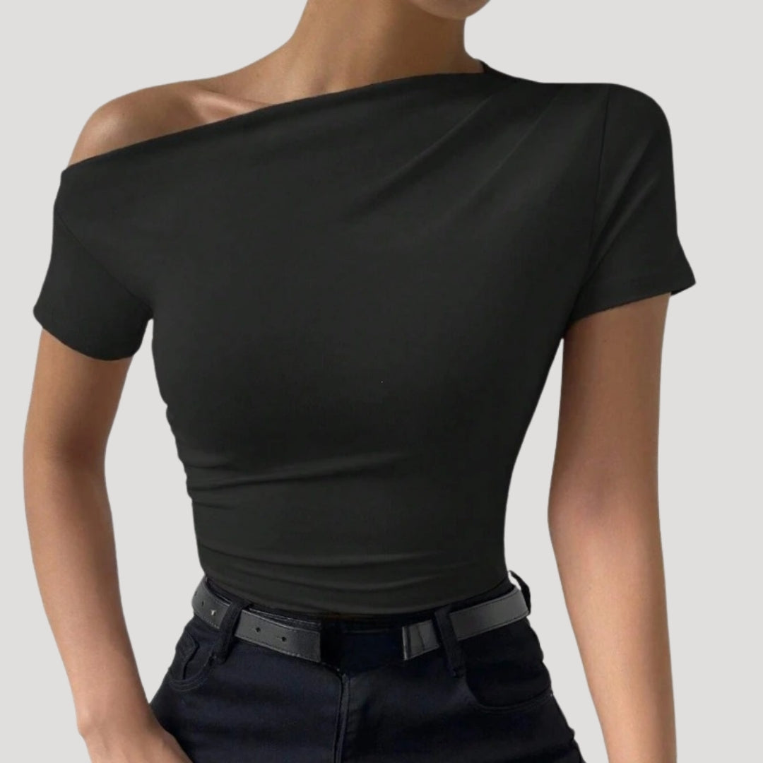Off shoulder topp dam – figurnära draperad festtopp