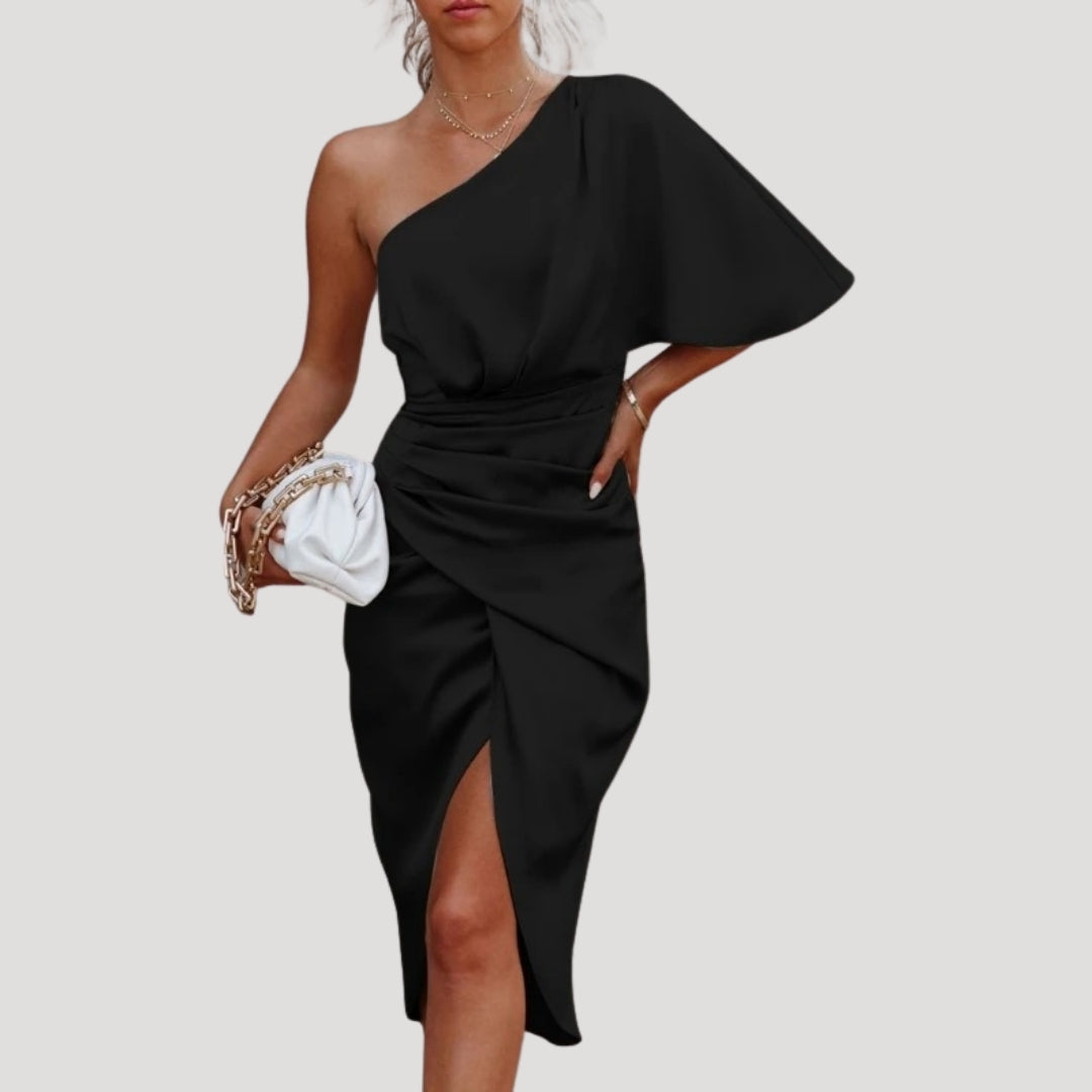 Sommarklänning dam – midiklänning med en axel och slits