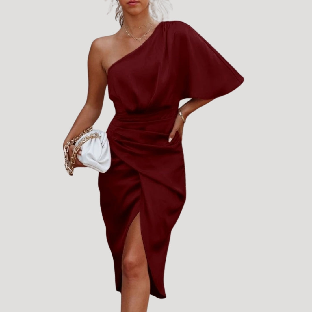 Sommarklänning dam – midiklänning med en axel och slits