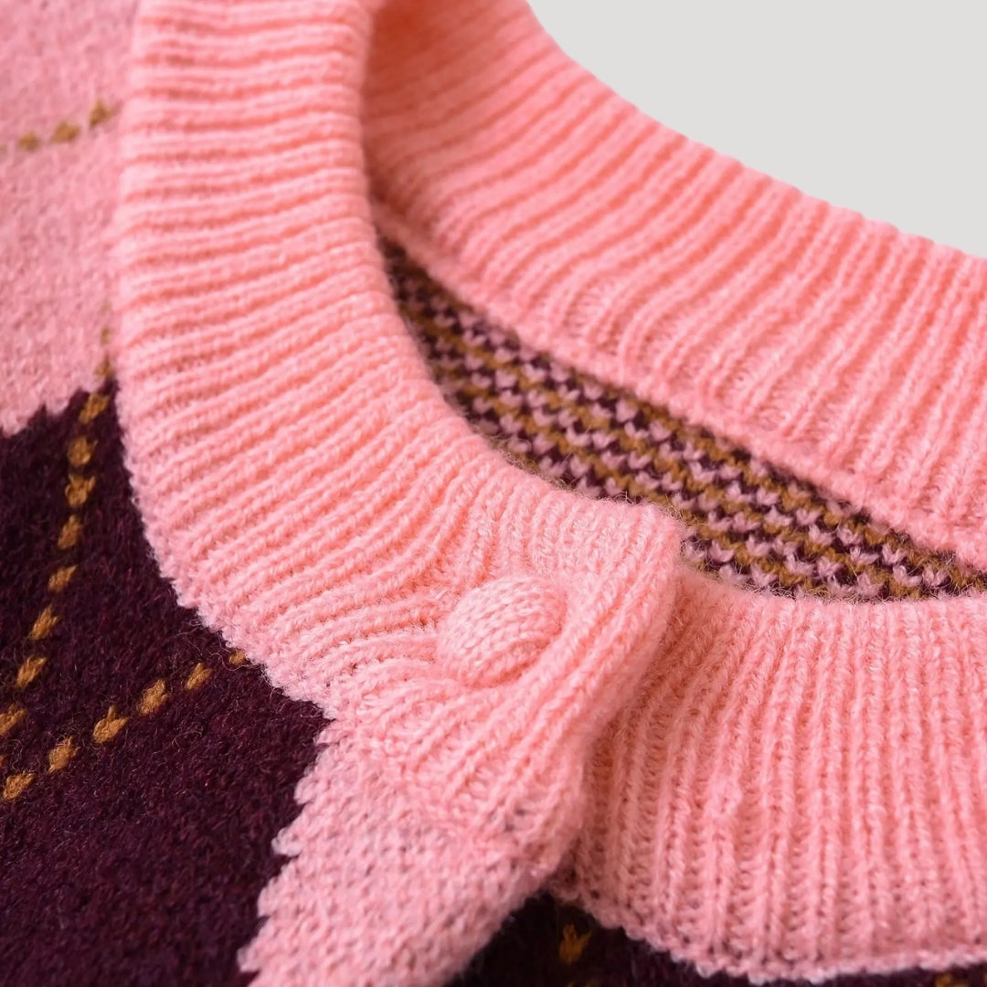 Dam argyle cardigan stickad i rosa för alla tillfällen 5