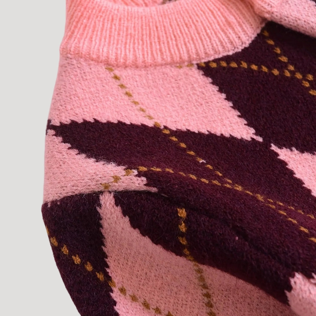 Dam argyle cardigan stickad i rosa för alla tillfällen 7