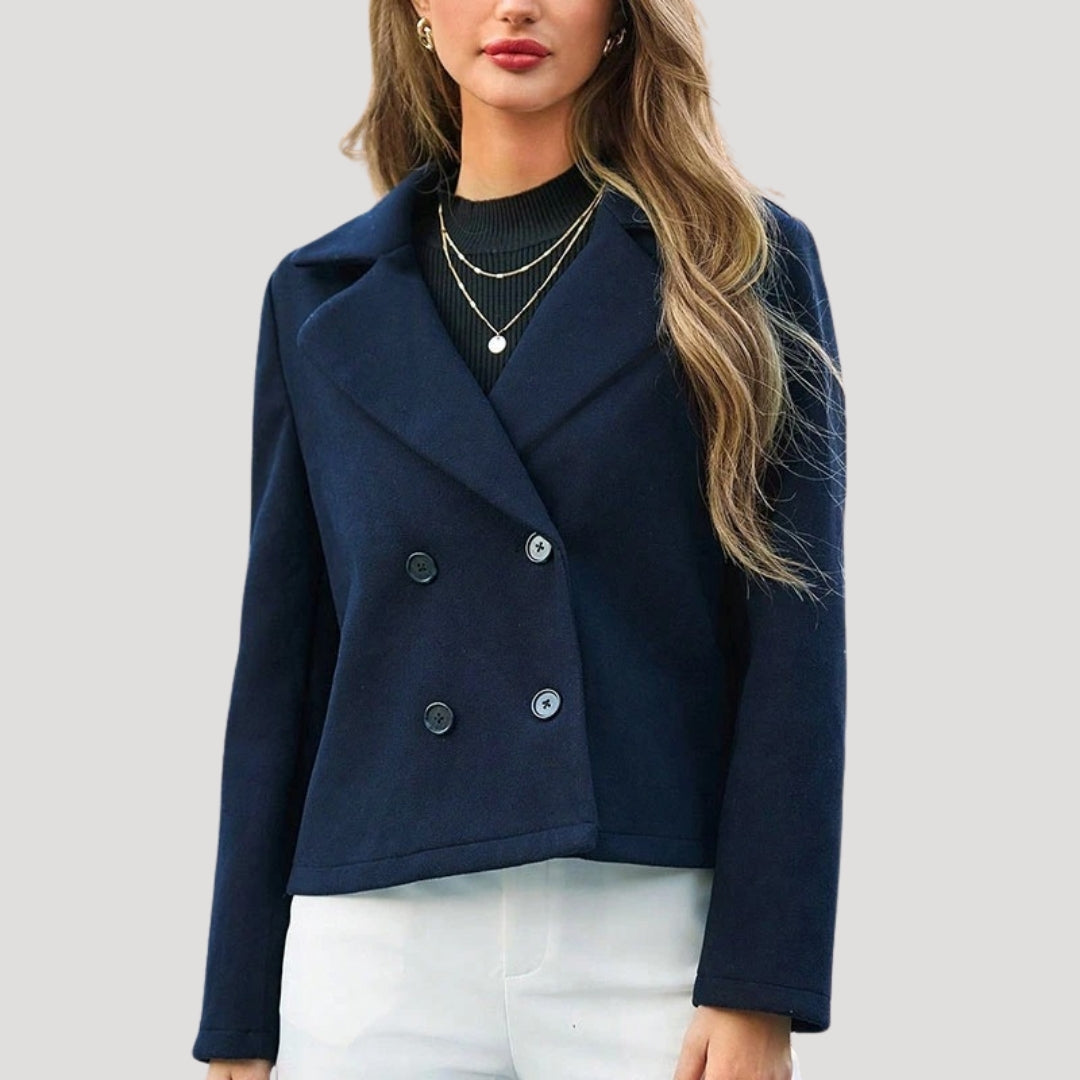 Dam blazer marin dubbelbröstad kontorsjacka för kvinnor 0