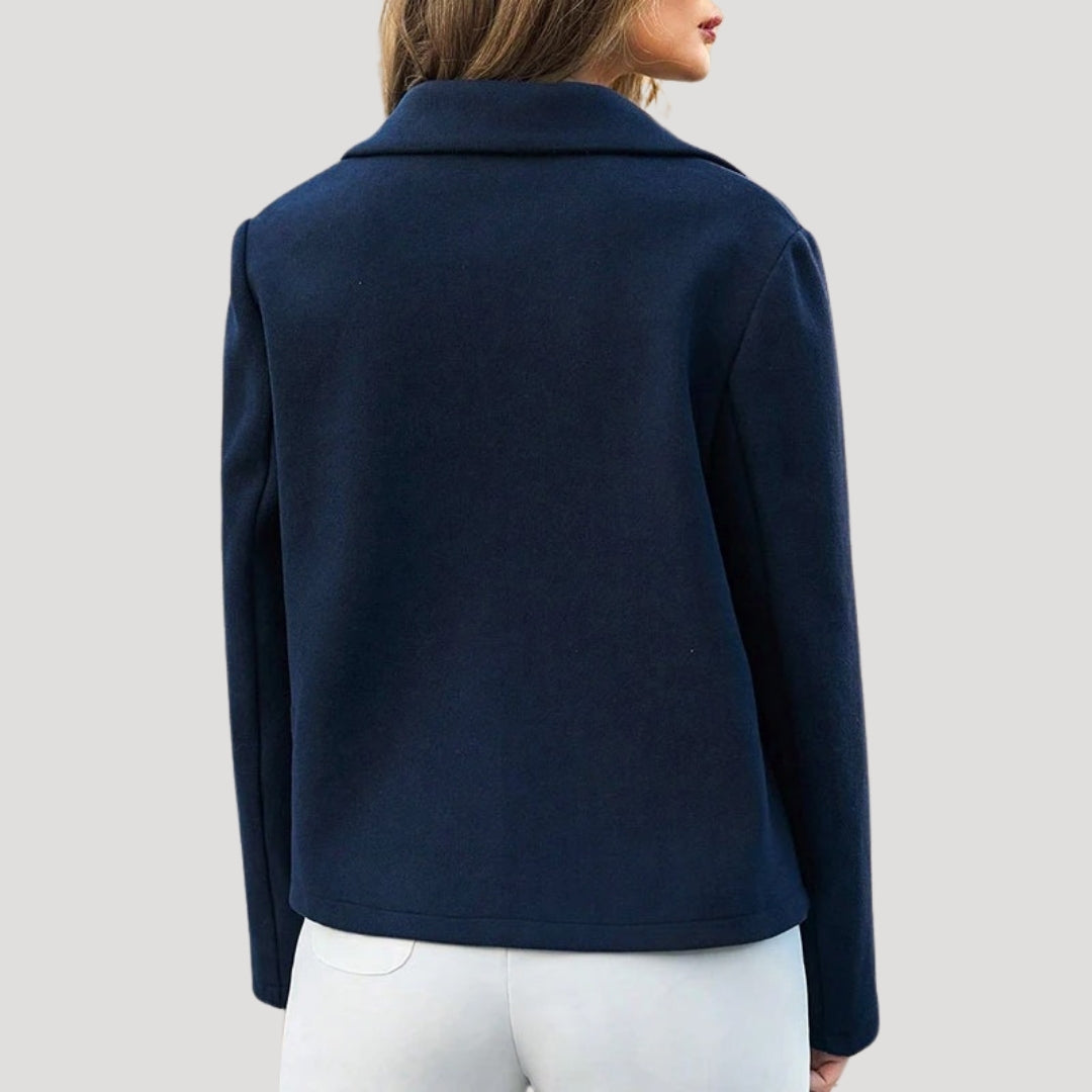 Dam blazer marin dubbelbröstad kontorsjacka för kvinnor 3