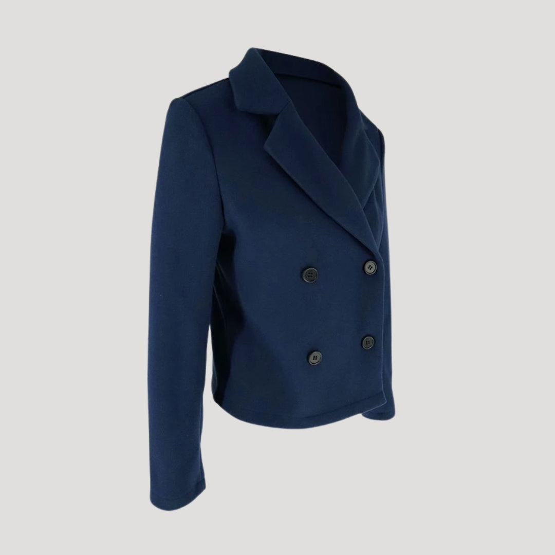 Dam blazer marin dubbelbröstad kontorsjacka för kvinnor 6