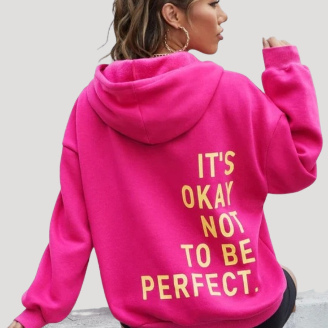 Dam fleece hoodie överdimensionerad med tryck för vinter 5