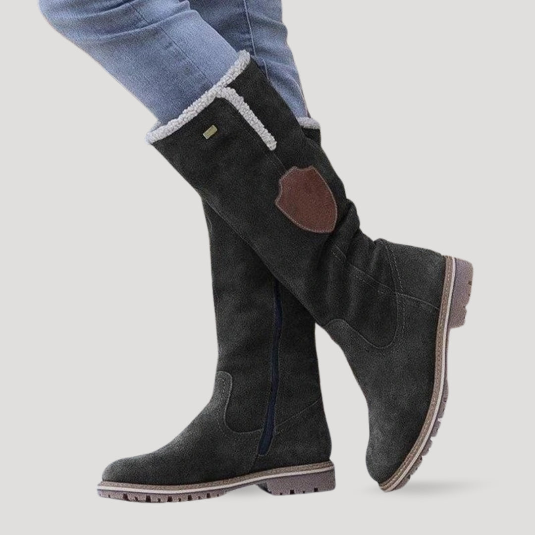 Dam fodrade vinterstövlar knähöga för kalla dagar 4