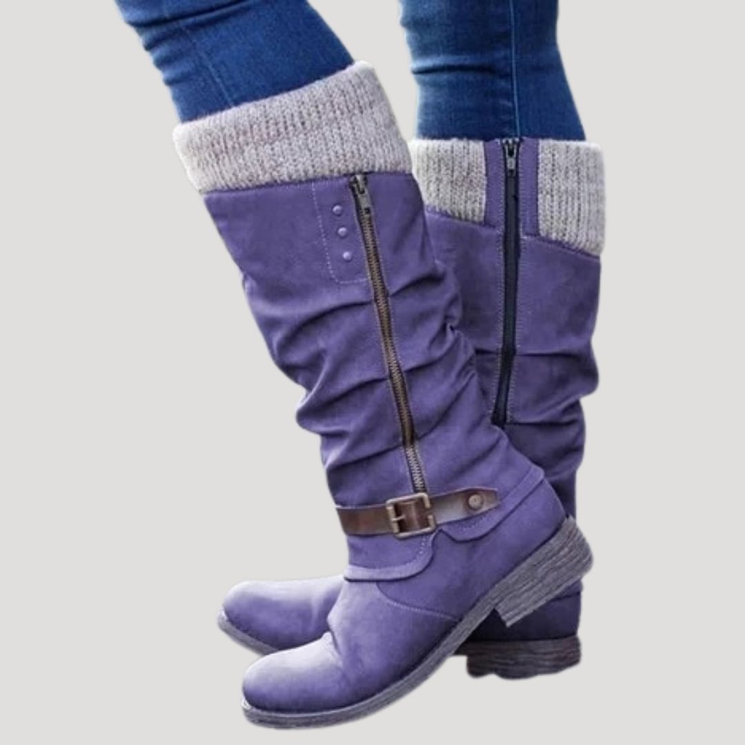 Dam fodrade vinterstövlar knähöga vattentåliga för vinter 1