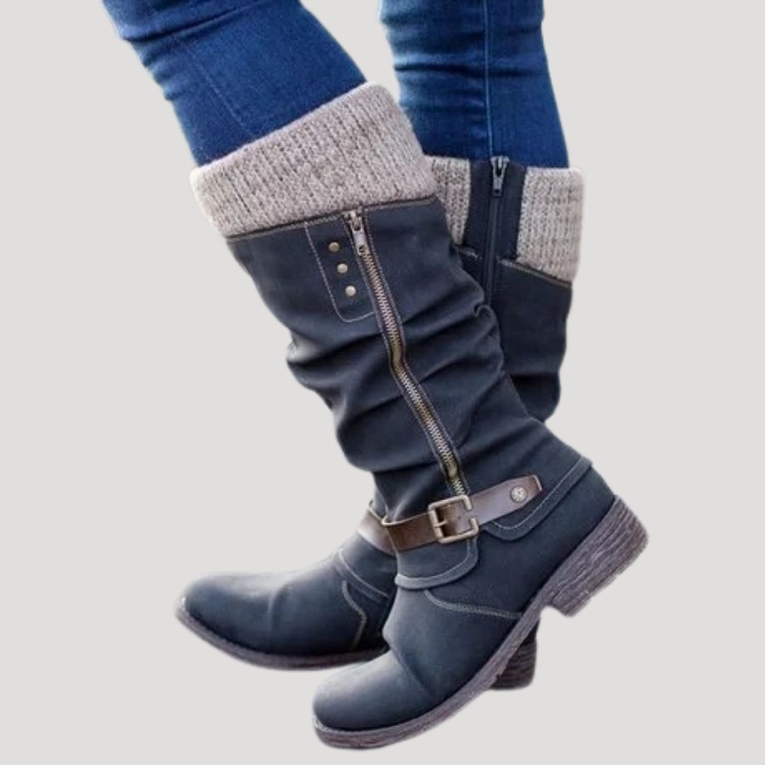 Dam fodrade vinterstövlar knähöga vattentåliga för vinter 2