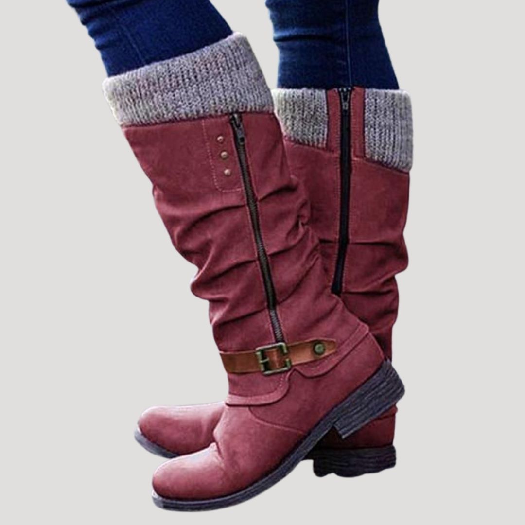 Dam fodrade vinterstövlar knähöga vattentåliga för vinter 4
