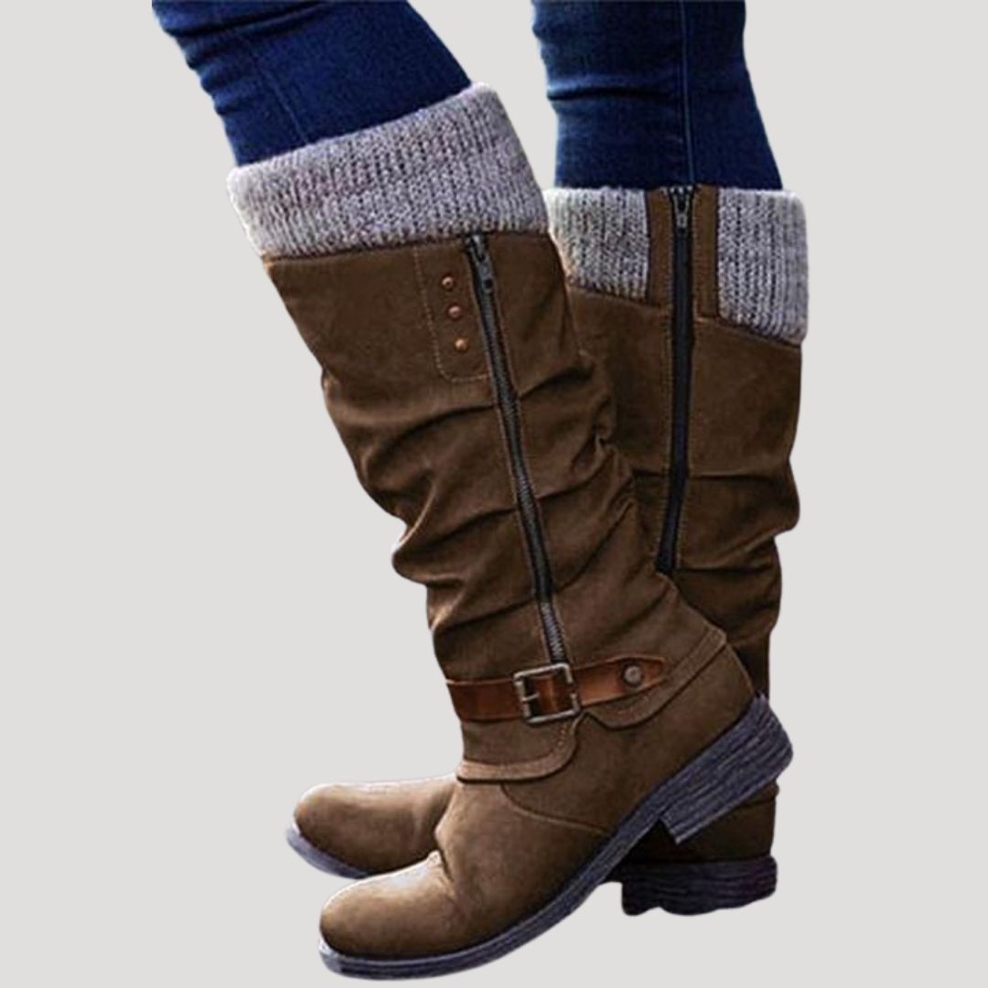 Dam fodrade vinterstövlar knähöga vattentåliga för vinter 5