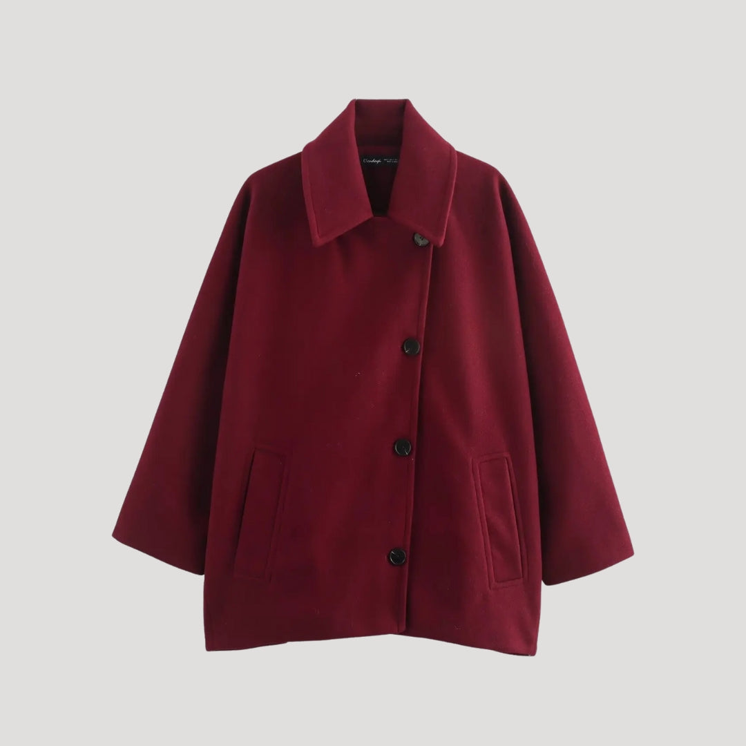 Dam kappa beige lång vinterkappa i ullblandning med fickor 0