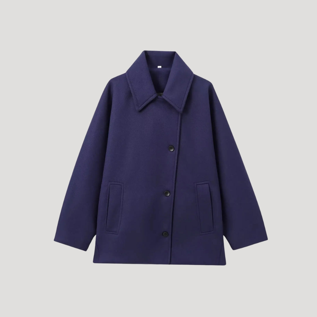 Dam kappa beige lång vinterkappa i ullblandning med fickor 4