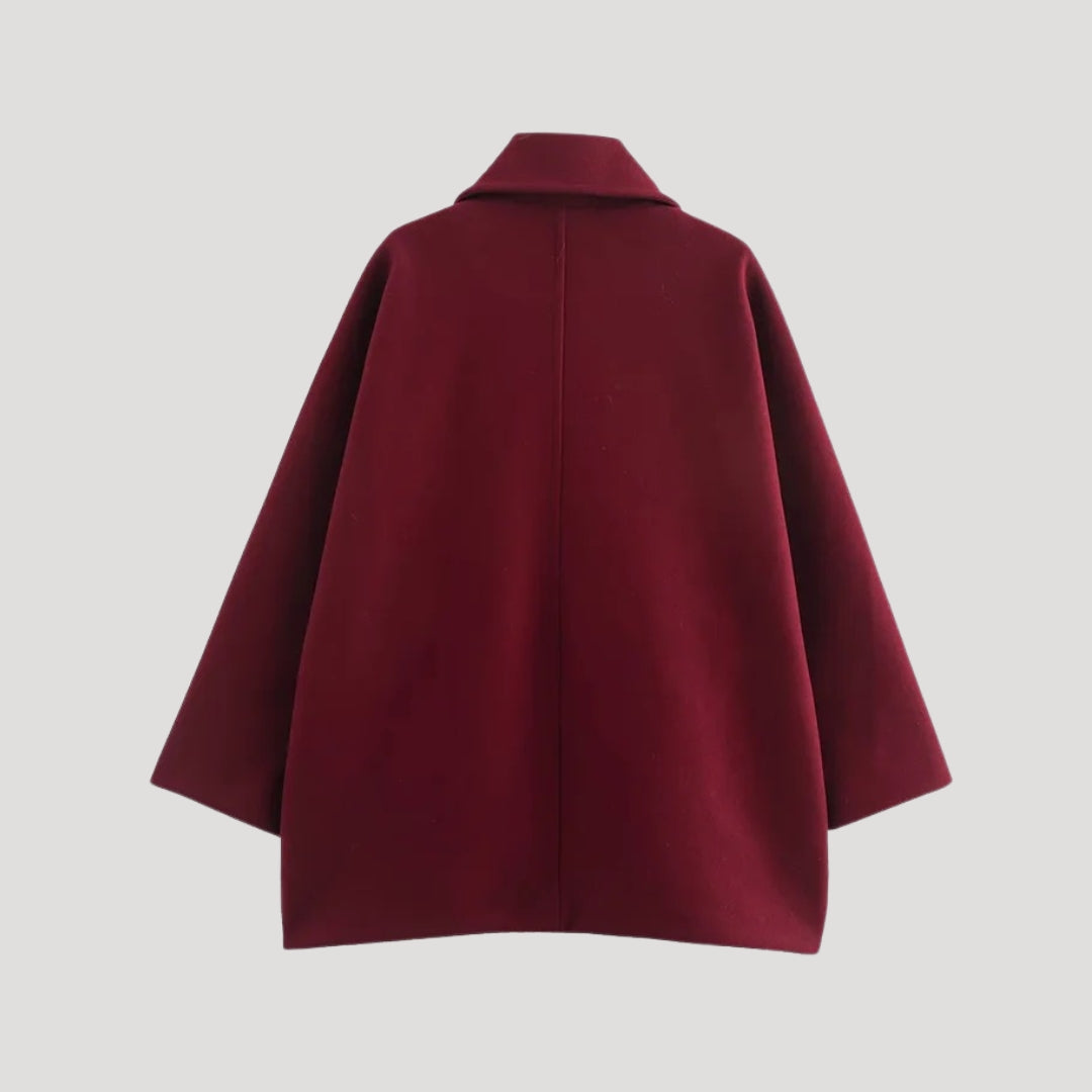 Dam kappa beige lång vinterkappa i ullblandning med fickor 6