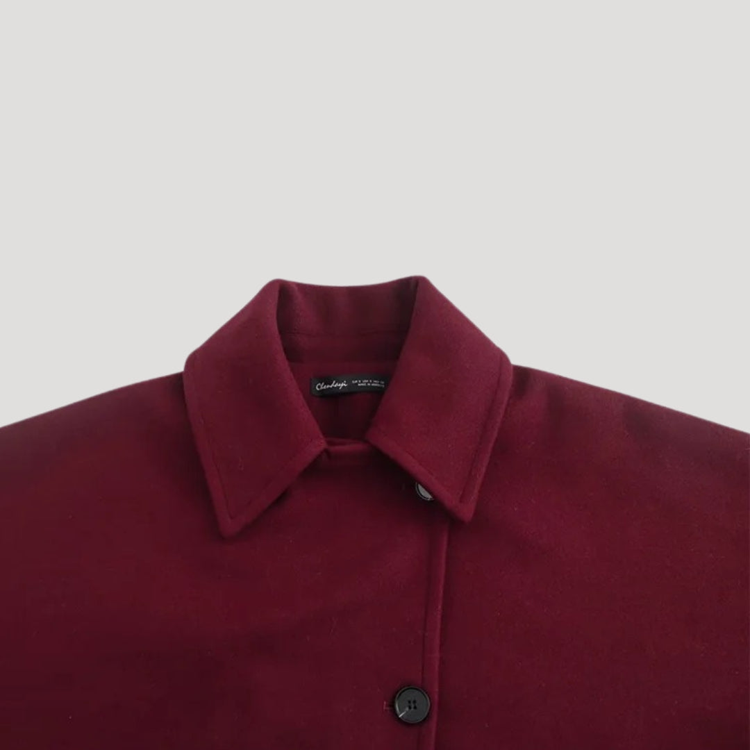 Dam kappa beige lång vinterkappa i ullblandning med fickor 7