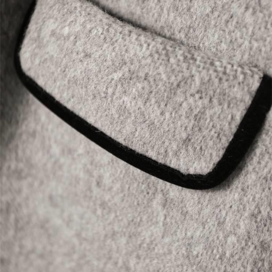 Dam kappa ullblandning dubbelbröst vinterkappa med fickor 4