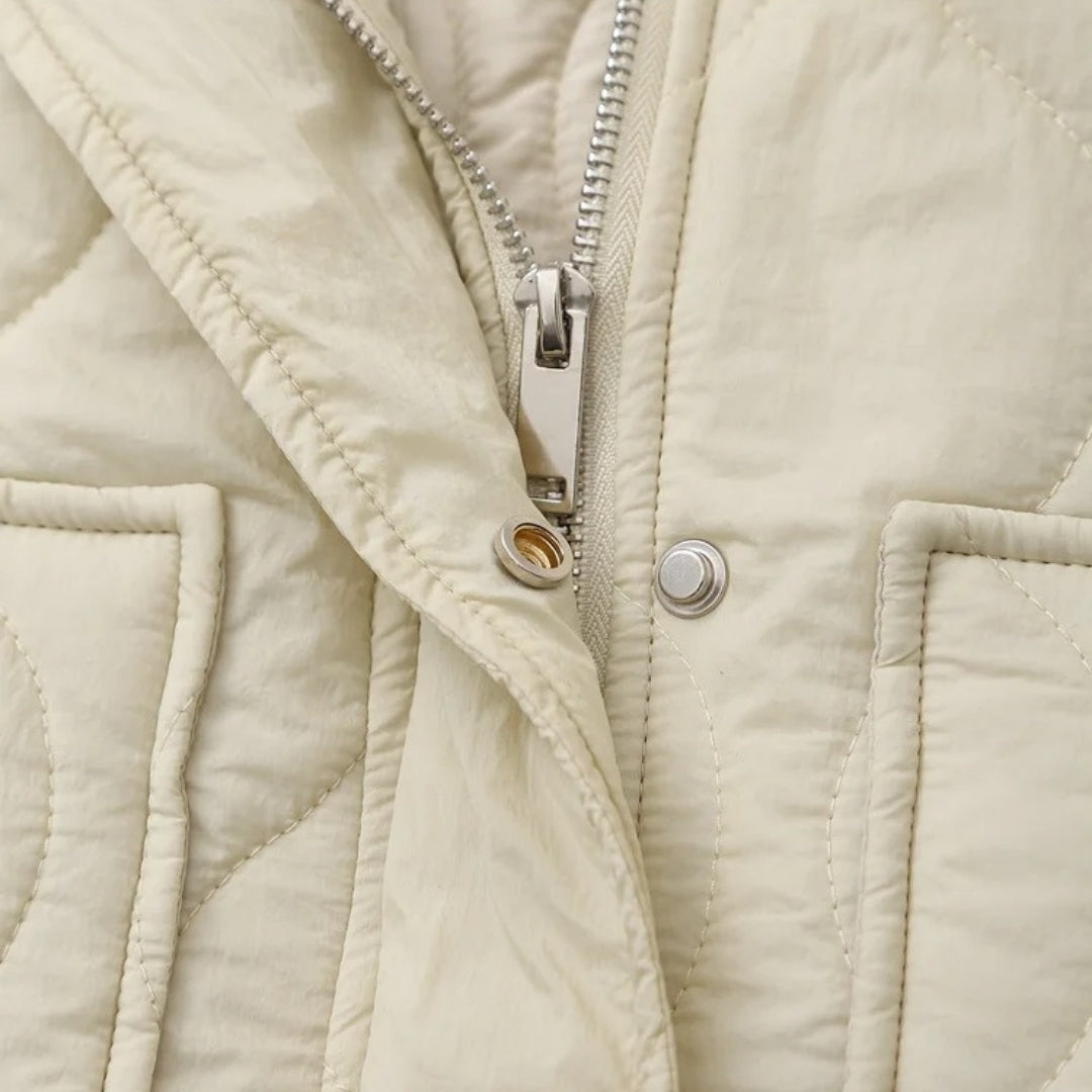 Dam kort puffer vinterjacka med hög hals för kallt väder 4