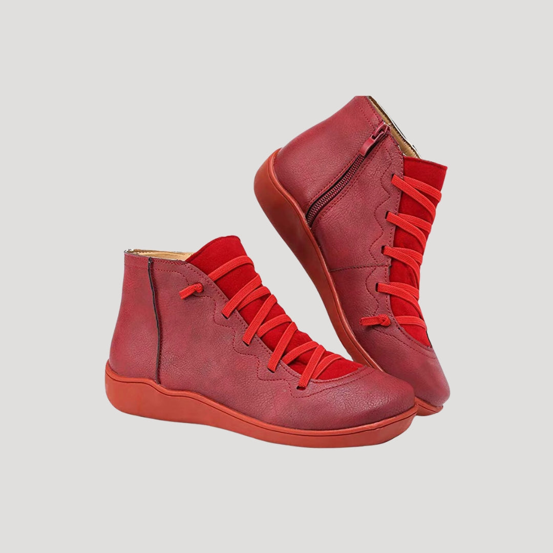 Dam läder hög topp sneakers med snörning för vår och höst 1