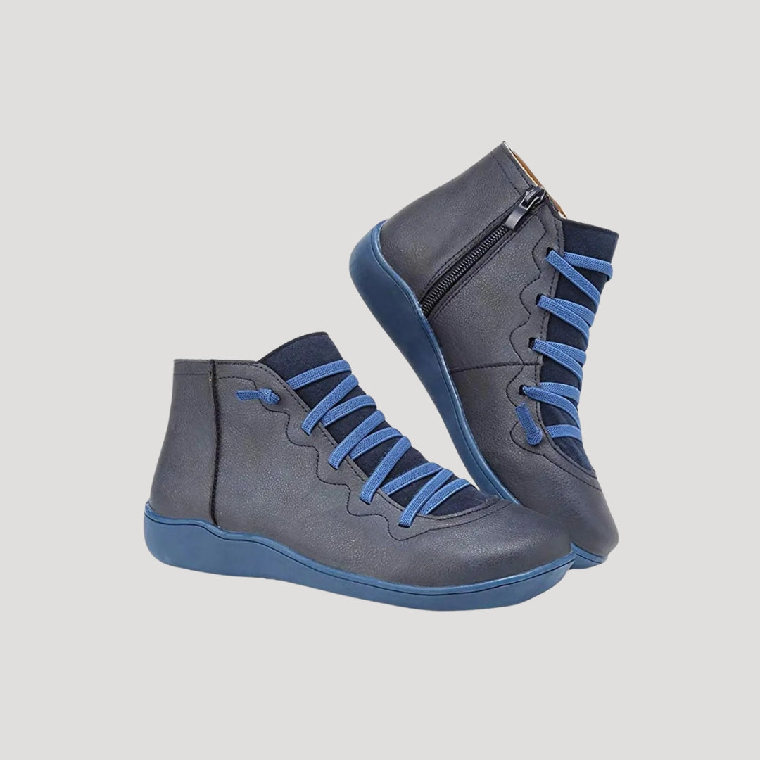 Dam läder hög topp sneakers med snörning för vår och höst 3