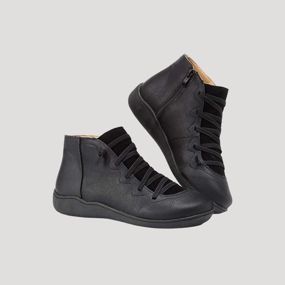 Dam läder hög topp sneakers med snörning för vår och höst 4