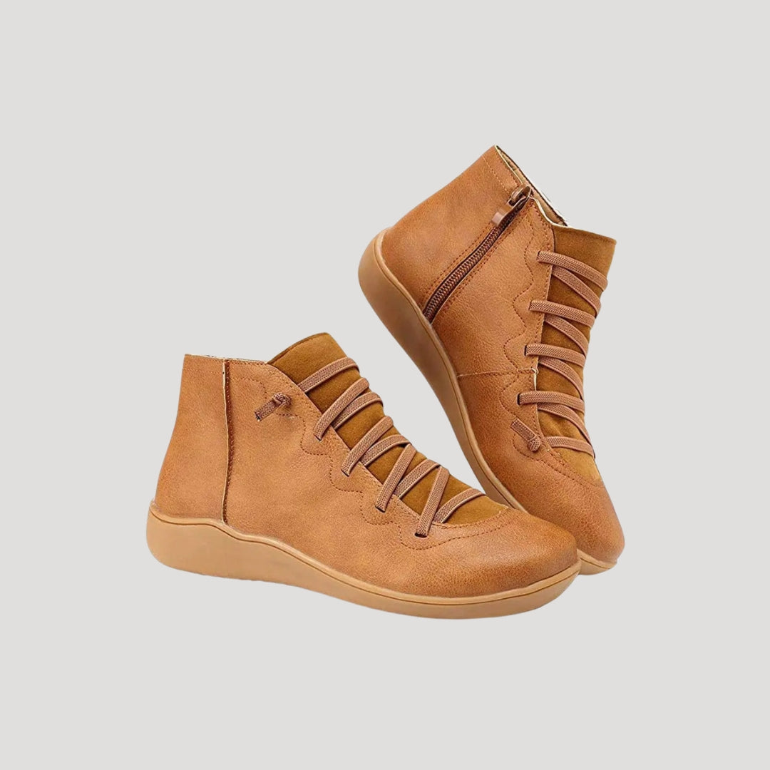 Dam läder hög topp sneakers med snörning för vår och höst 5