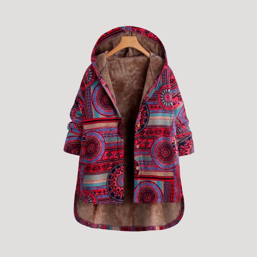 Dam lång vinterrock med huva och faux pälsfoder 2