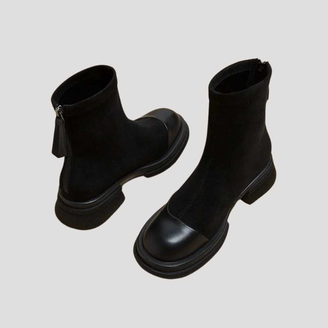 Dam mocka-textur ankelstövlar med dragkedja för kvinnor 1