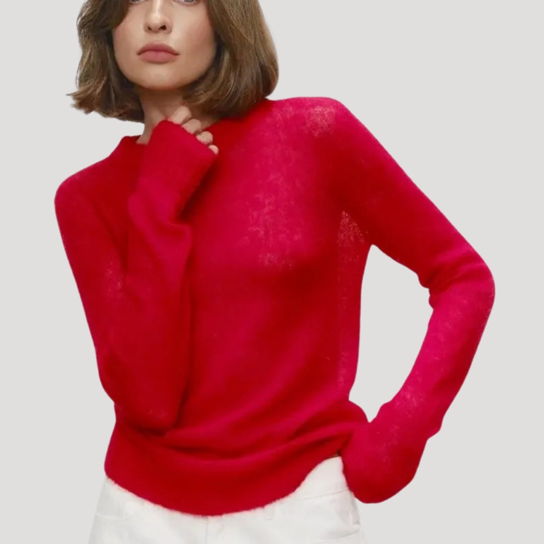 Dam stickad crewneck tröja i ren ull för alla säsonger 11