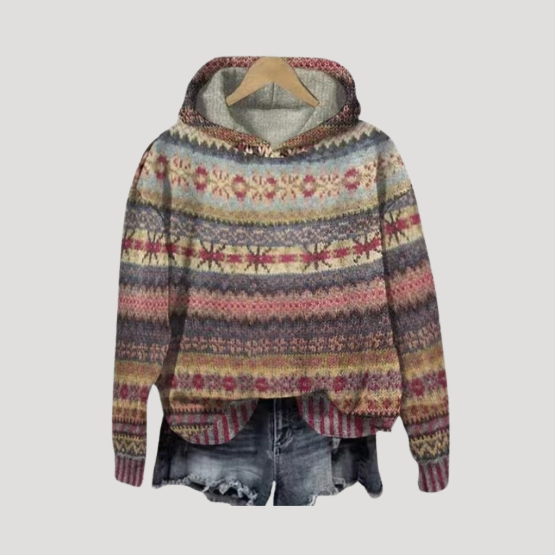 Dam stickad överdimensionerad vintertröja i avslappnad stil 0