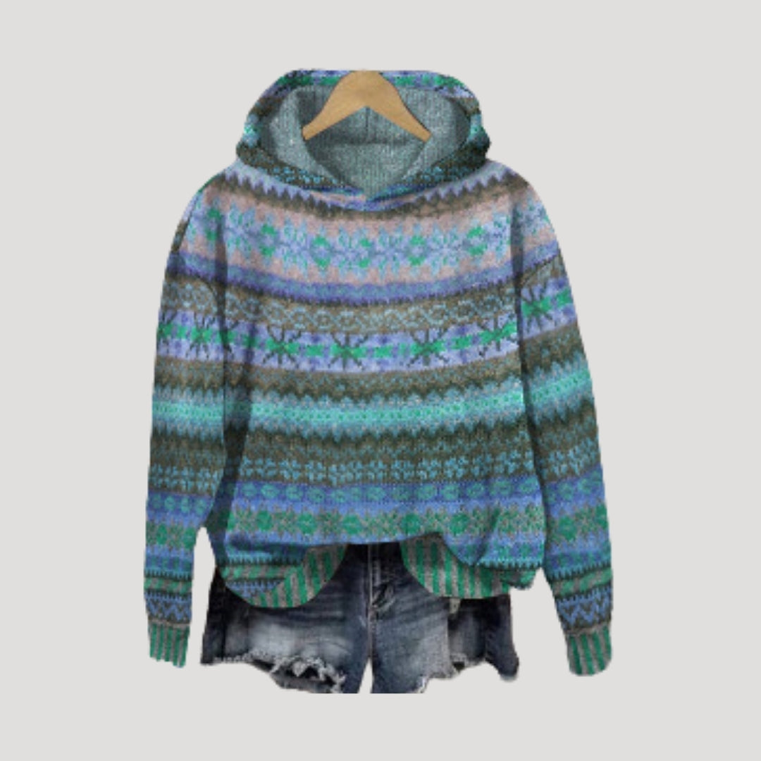 Dam stickad överdimensionerad vintertröja i avslappnad stil 1