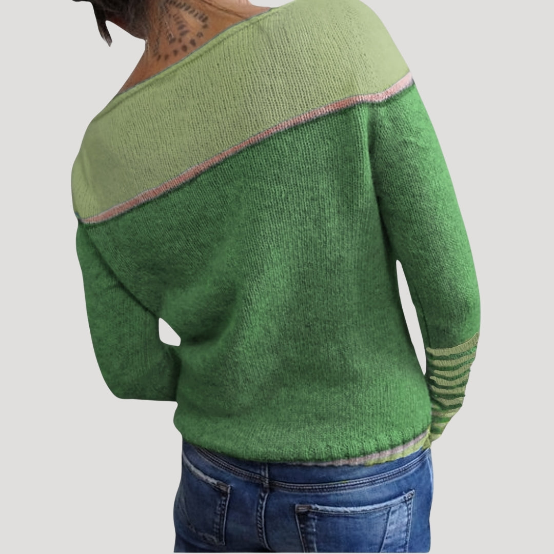 Dam stickad randig tröja lätt casual jumper för vår och sommar 1