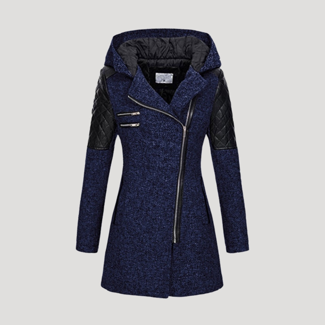 Dam tweed kappa med huva för vintermode 5