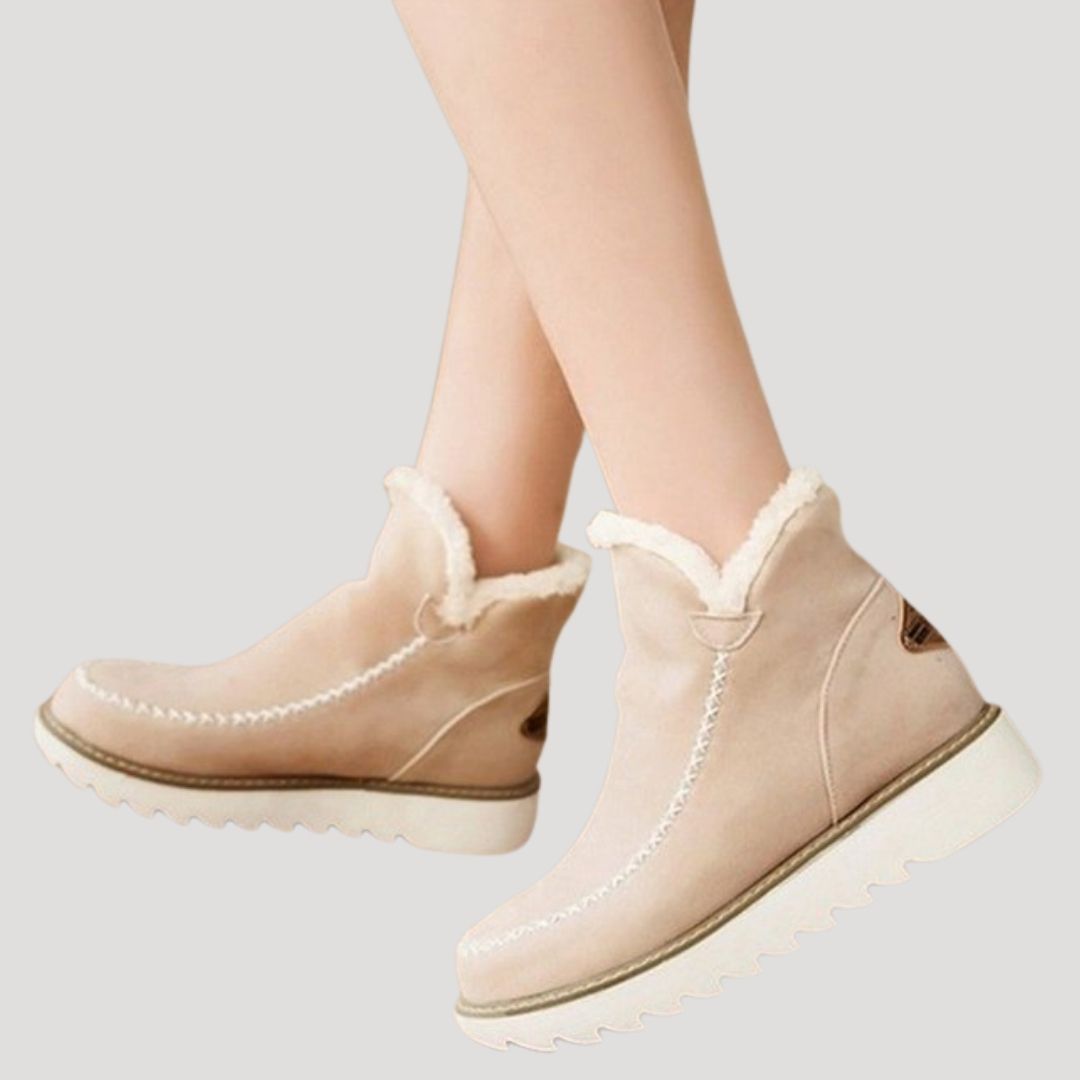 Dam vattentäta mocka ankelstövlar med pälsfoder vinter 4