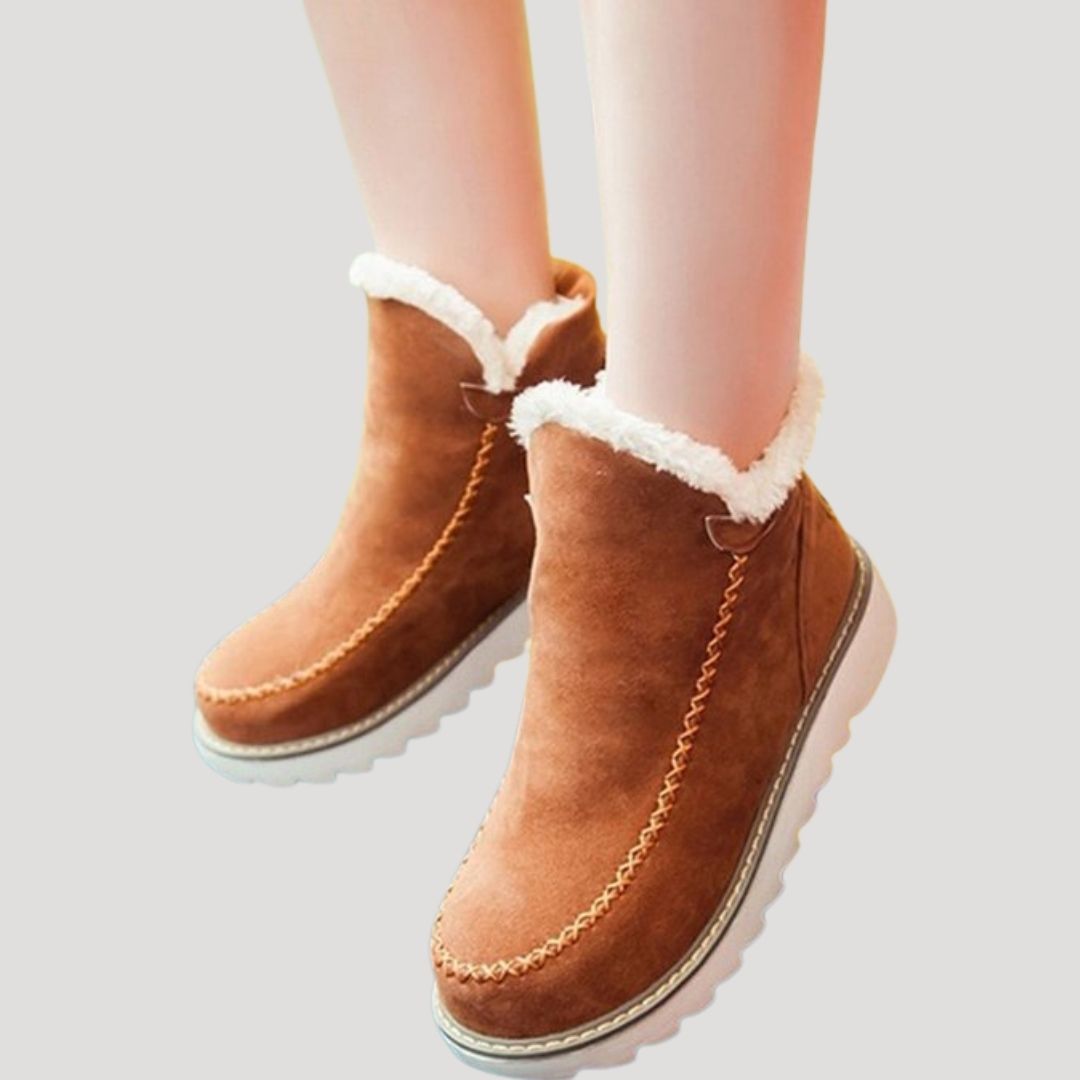 Dam vattentäta mocka ankelstövlar med pälsfoder vinter 6