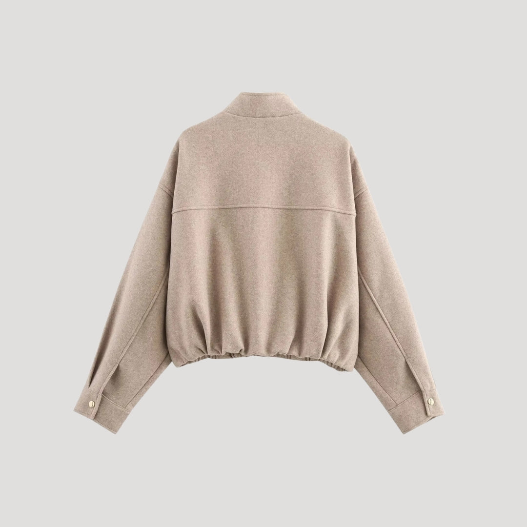 Dam vinterjacka i ull med dragkedja och hög hals 1