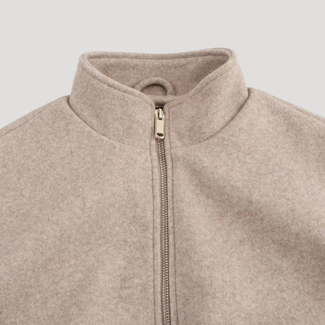 Dam vinterjacka i ull med dragkedja och hög hals 3