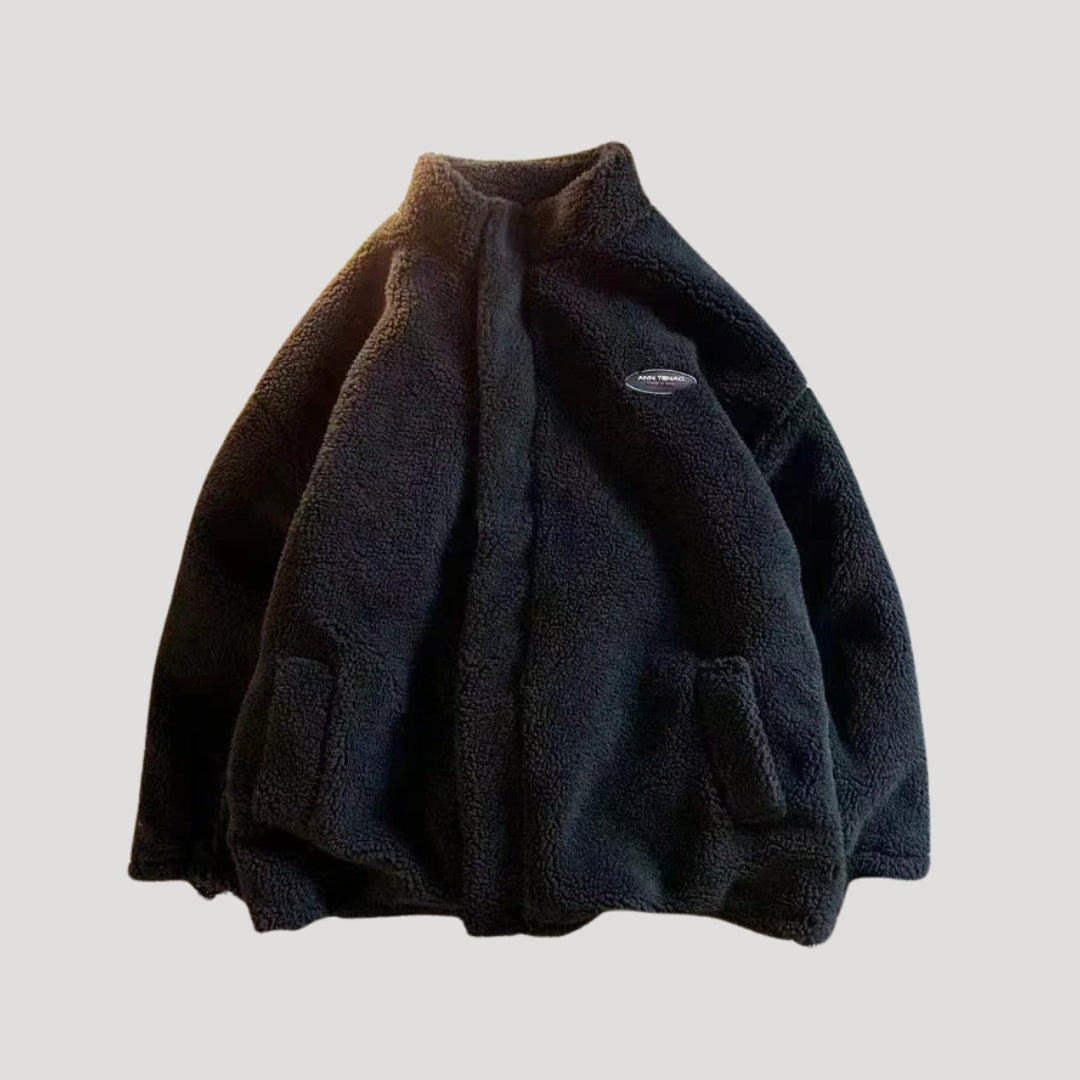 Vändbar damfleecejacka i ljusrosa med hjärttryck. 3