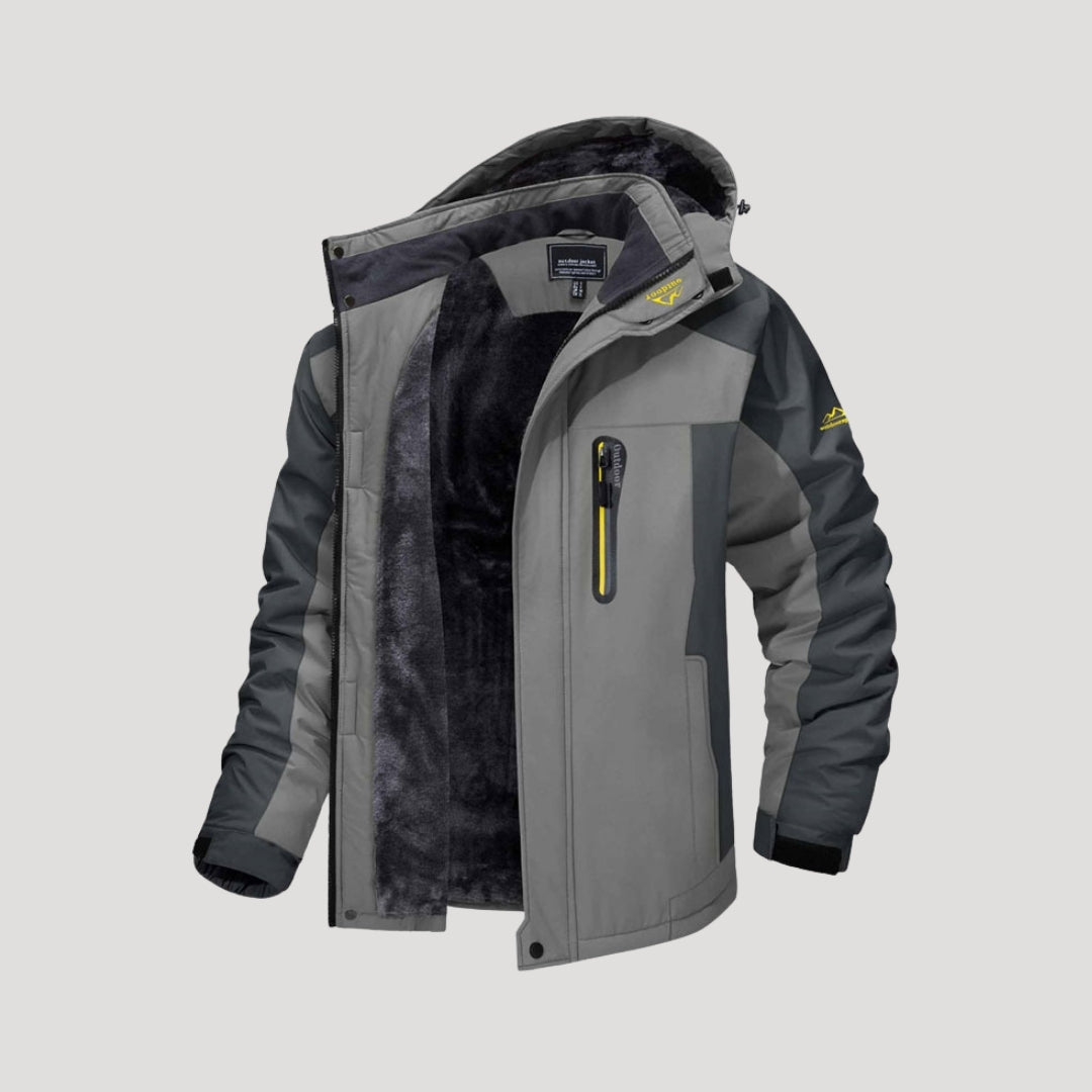 Herr vattentät vinterjacka med fleecefoder och huva 3