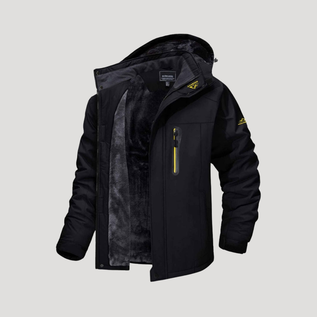 Herr vattentät vinterjacka med fleecefoder och huva 4