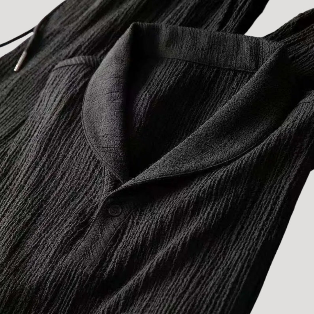 Herr kortärmat tvådelat set med skjorta och byxor shorts