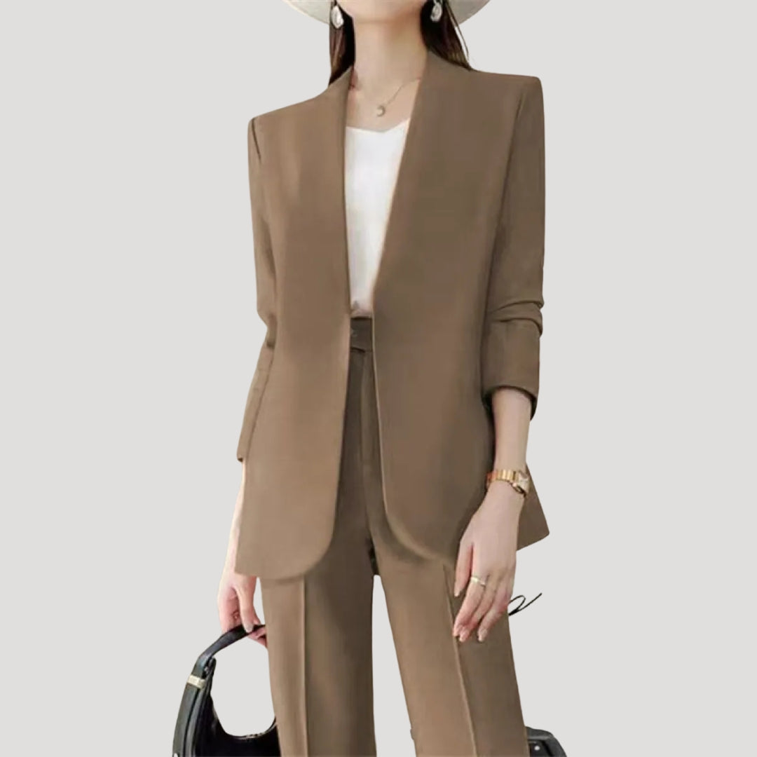 Dam kostym set blazer och kostymbyxor rak passform elegant