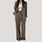 Dam kostym set kavaj vida byxor elegant passform stil