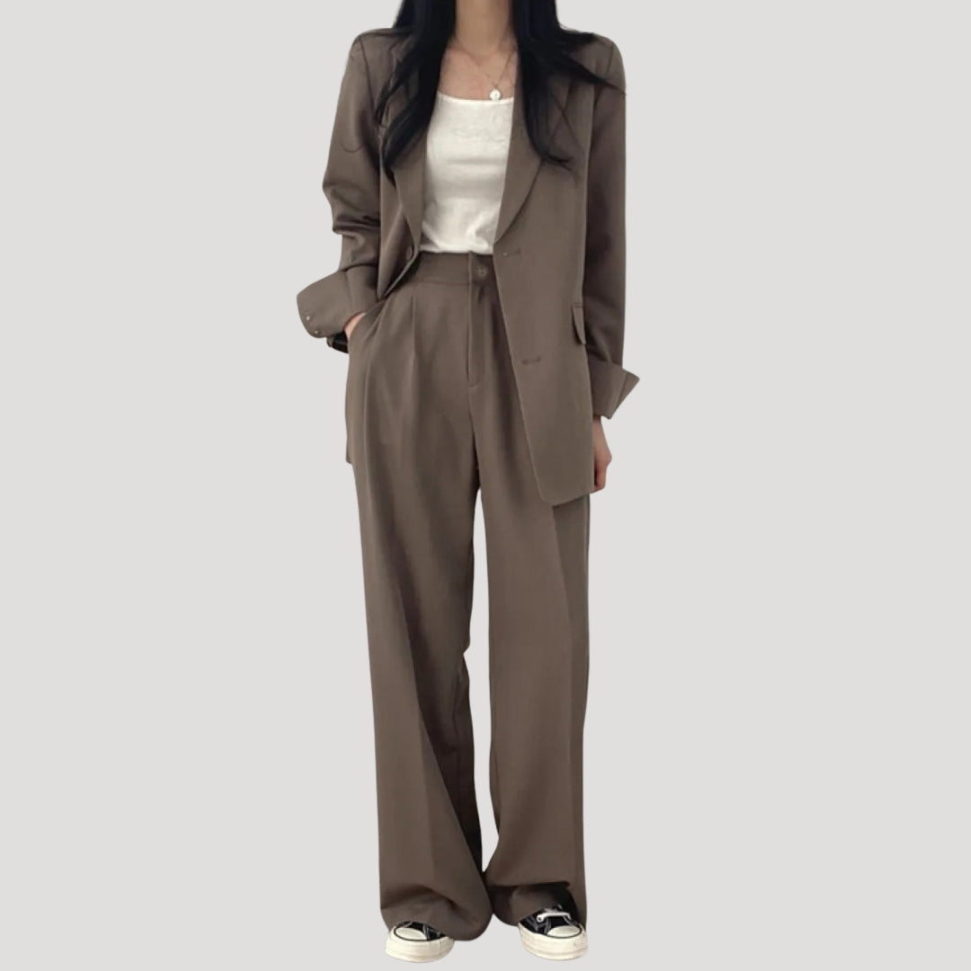 Dam kostym set kavaj vida kostymbyxor