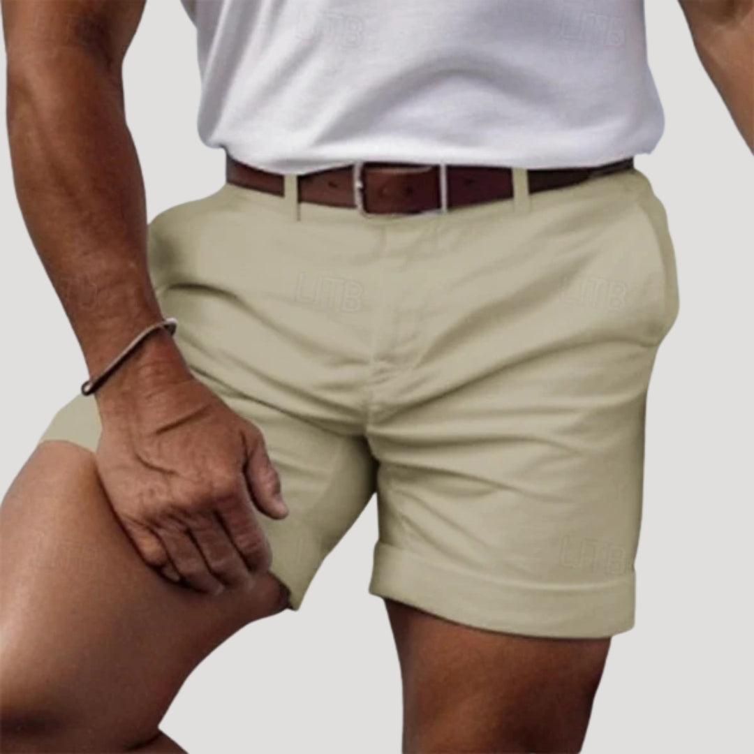 Herr chinos shorts med bälte och sidofickor