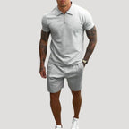 Herr shorts pikétröja tvådelat set sommar bekväm stil