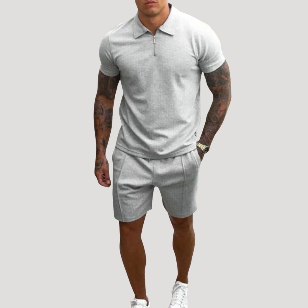 Herr shorts pikétröja tvådelat set sommar bekväm stil