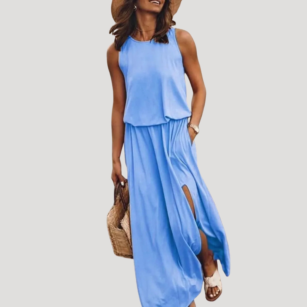 Dam ärmlös långklänning med slits