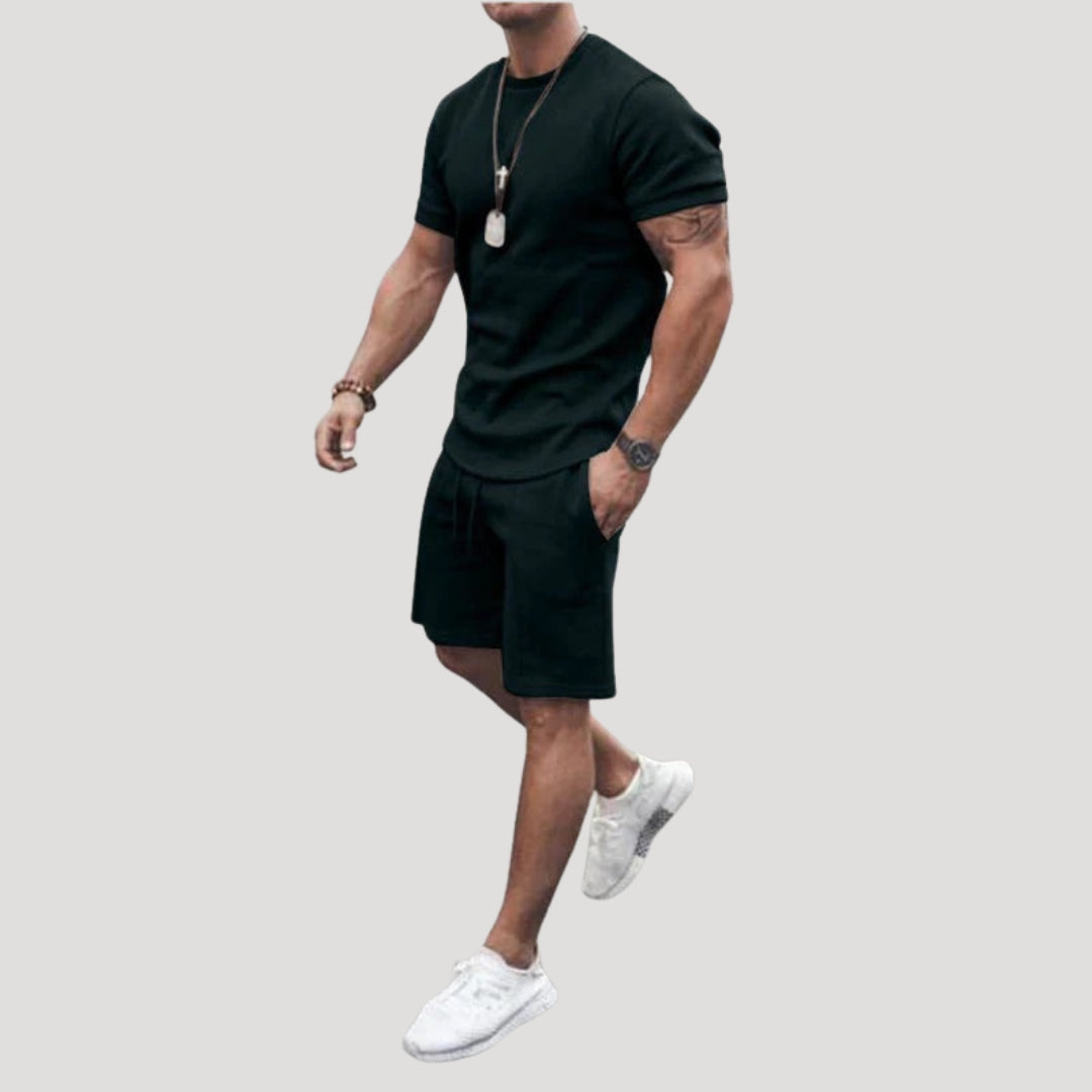 Herr tvådelat set med t shirt och shorts