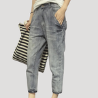 Dam Mom Jeans Högmidjade Avslappnad Passform Denimjeans